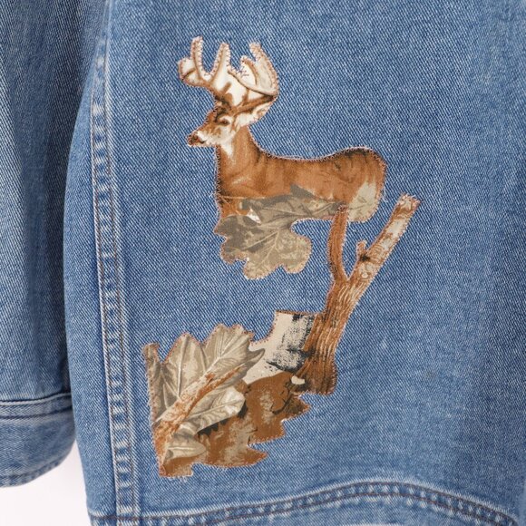 Upcycled Denim Barn Jacket Deer Camo Embellished Vintage Ralph Lauren - Picture 6 of 10